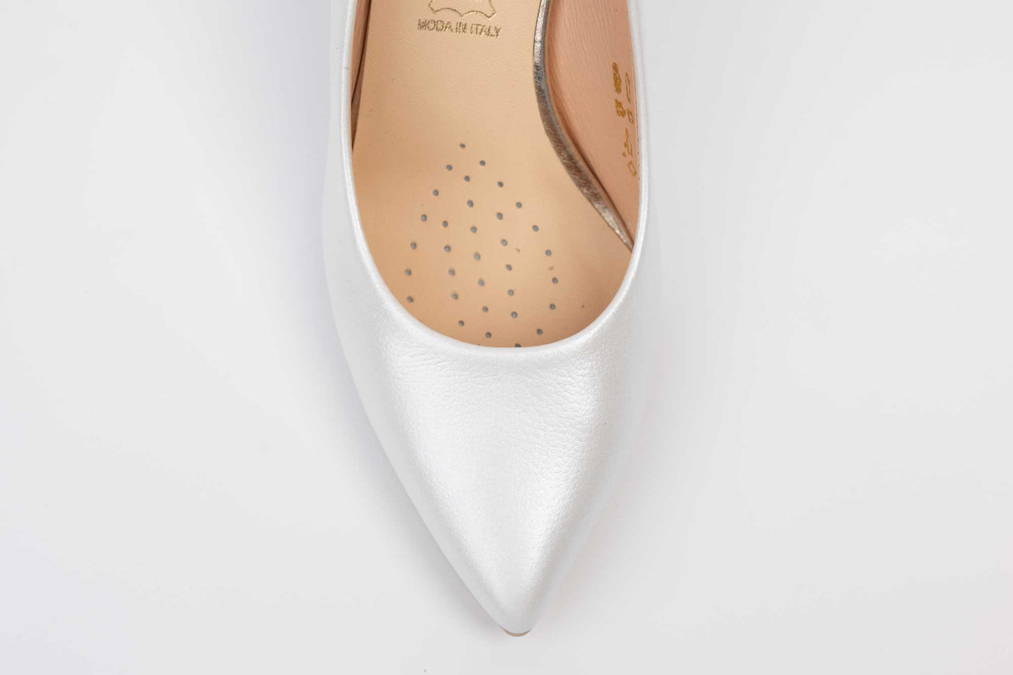 Pantofi mireasa piele naturala SALA 1816 Alb sidef