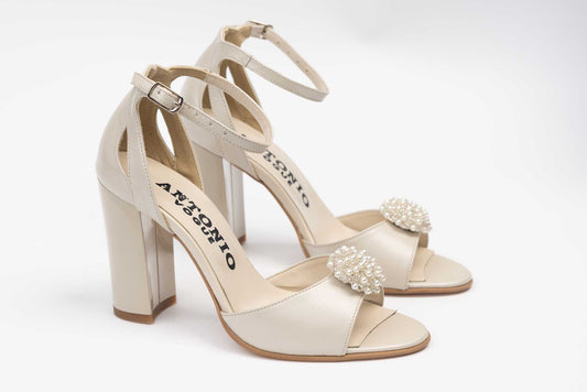 ANTONIO 721 natural leather bridal sandals, simple cream, accessorized
