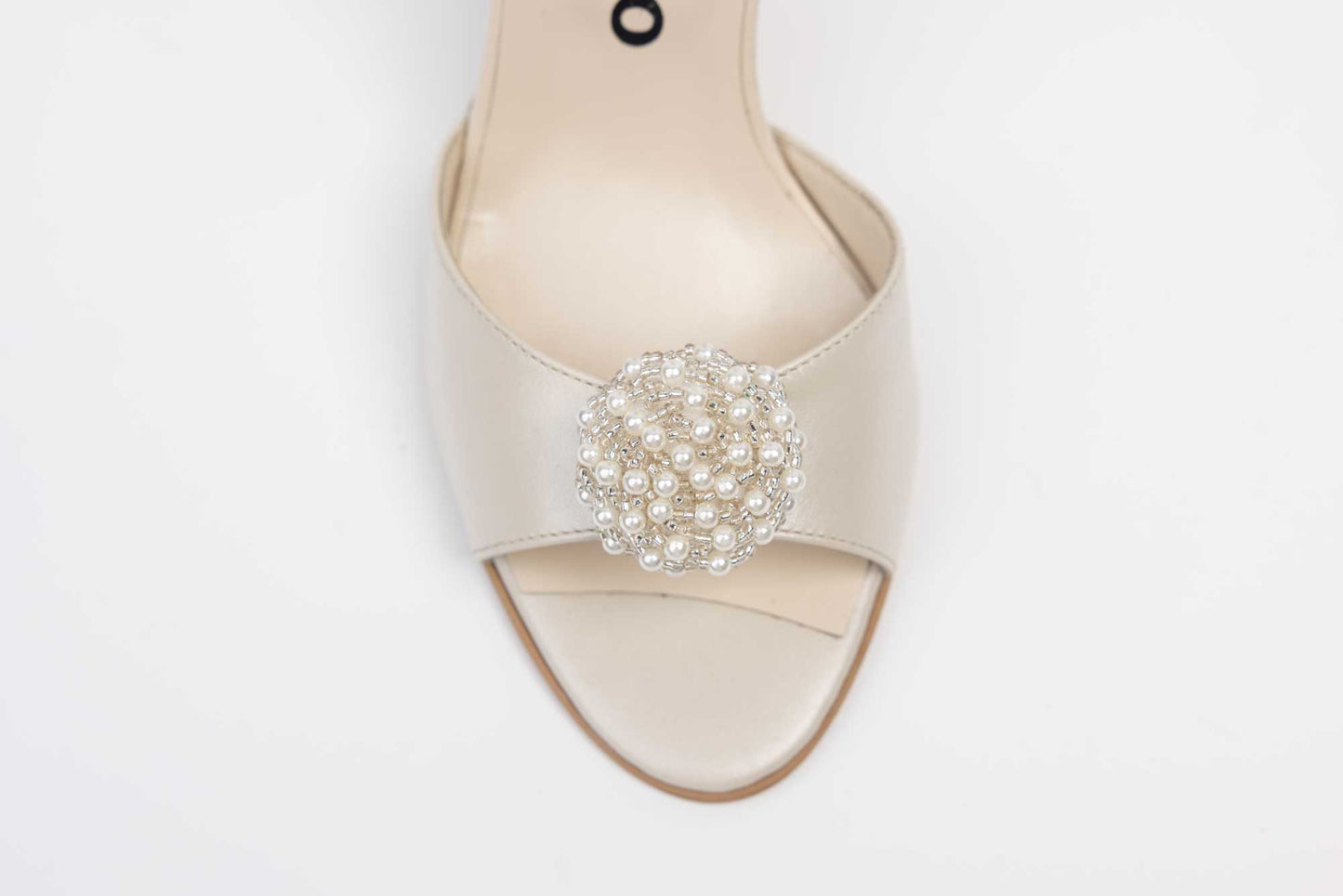 Sandale mireasa piele naturala ANTONIO 721 Crem simplu accesorizat