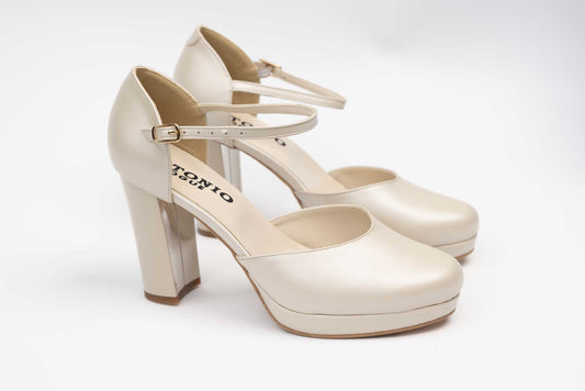 Women's genuine leather shoes ANTONIO 954 Pearl beige