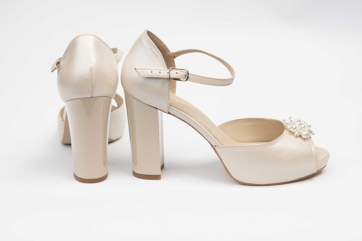 Sandale mireasa piele naturala NINA OCHINNI 304-1 Bej sidef