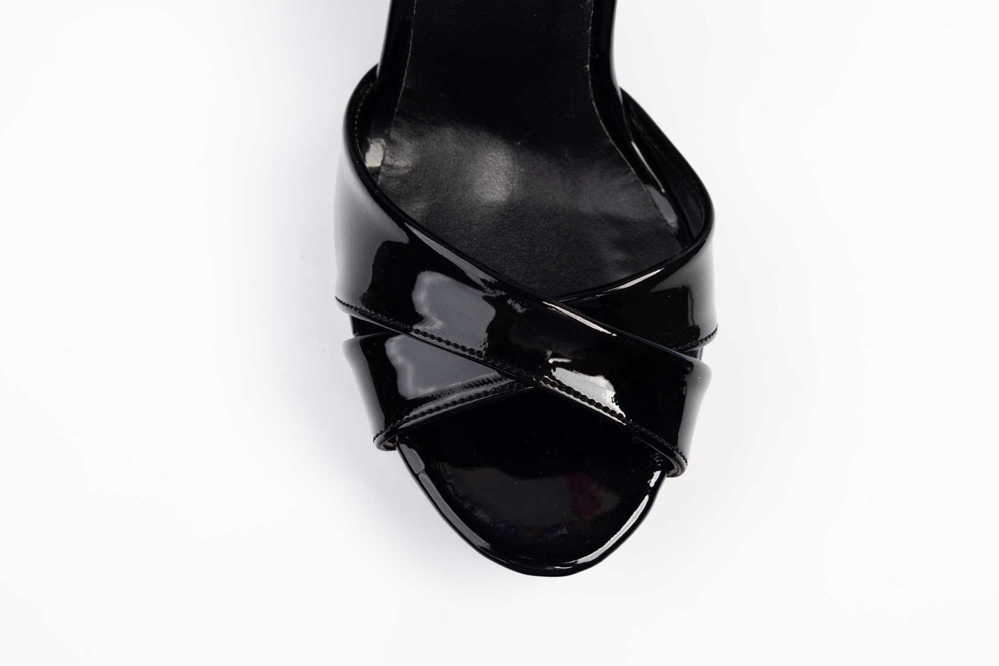 Elegant women's sandals made of eco-leather KARIN 7230 X Black lacquer