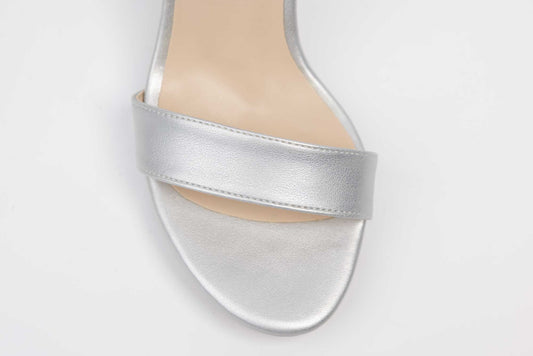 Elegant women's sandals made of eco-leather KARIN 501 Box silver