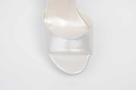 KARIN 6295 ecological leather bridal sandals Pearl white (croco)