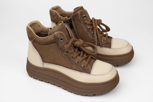 Women's genuine leather boots FORMAZIONE 50278 Khaki