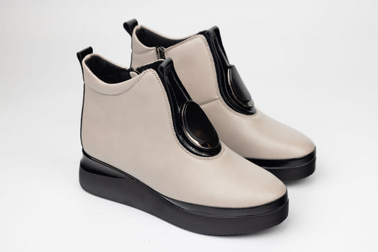 Women's genuine leather boots BETINA 6516 Taupe