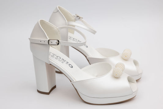 ANTONIO 3224 genuine leather bridal sandals pearl white accessories buds