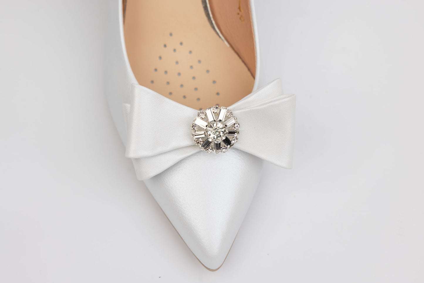 Pantofi mireasa piele naturala SALA 20312 alb accesoriu F