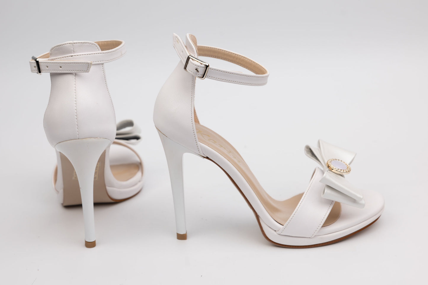 Sandale mireasa piele ecologica KARIN 6300 Alb accesoriu F
