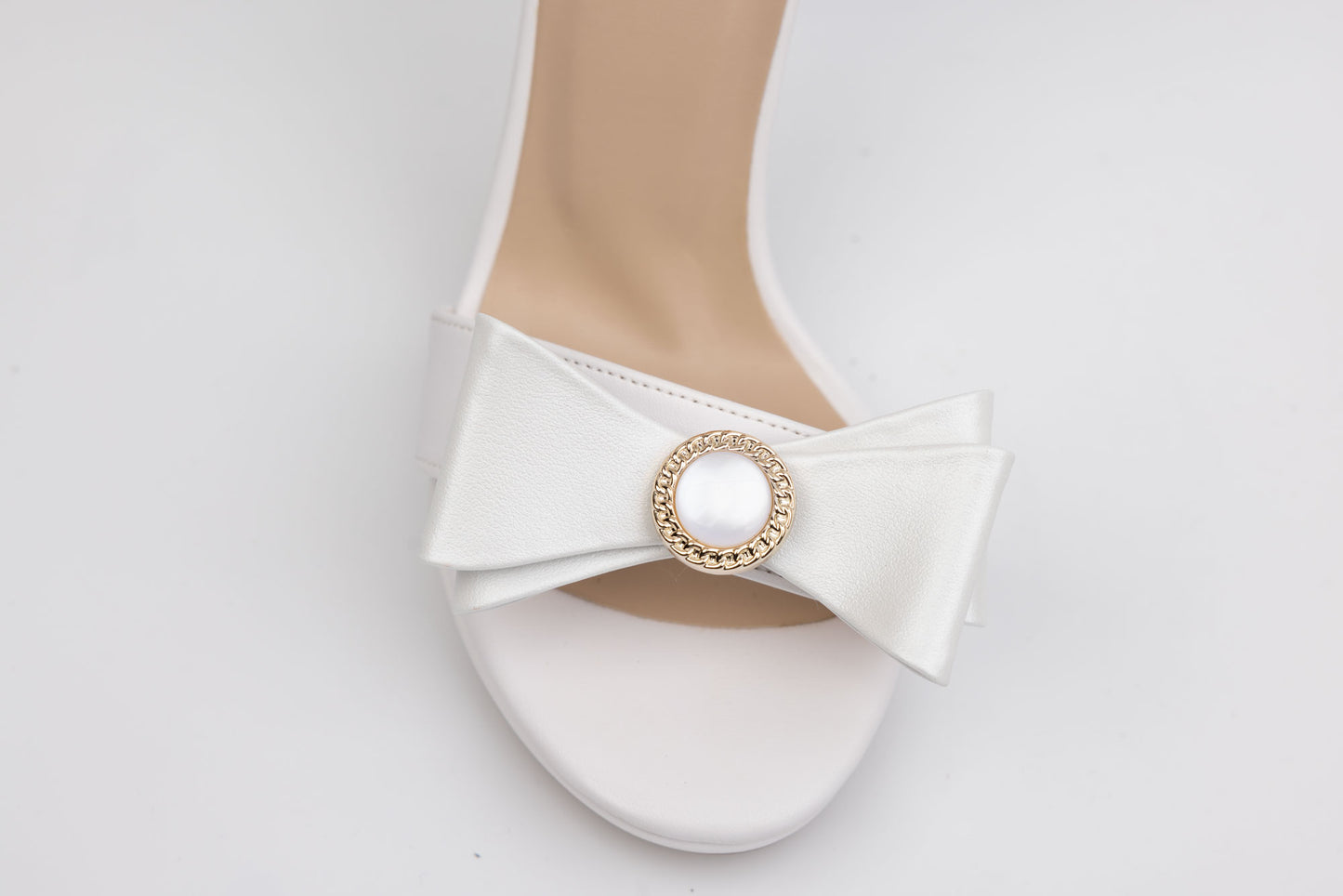 Sandale mireasa piele ecologica KARIN 6300 Alb accesoriu F