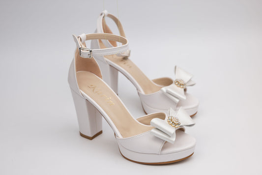 Bridal sandals eco-leather KARIN 6295 White accessory box F