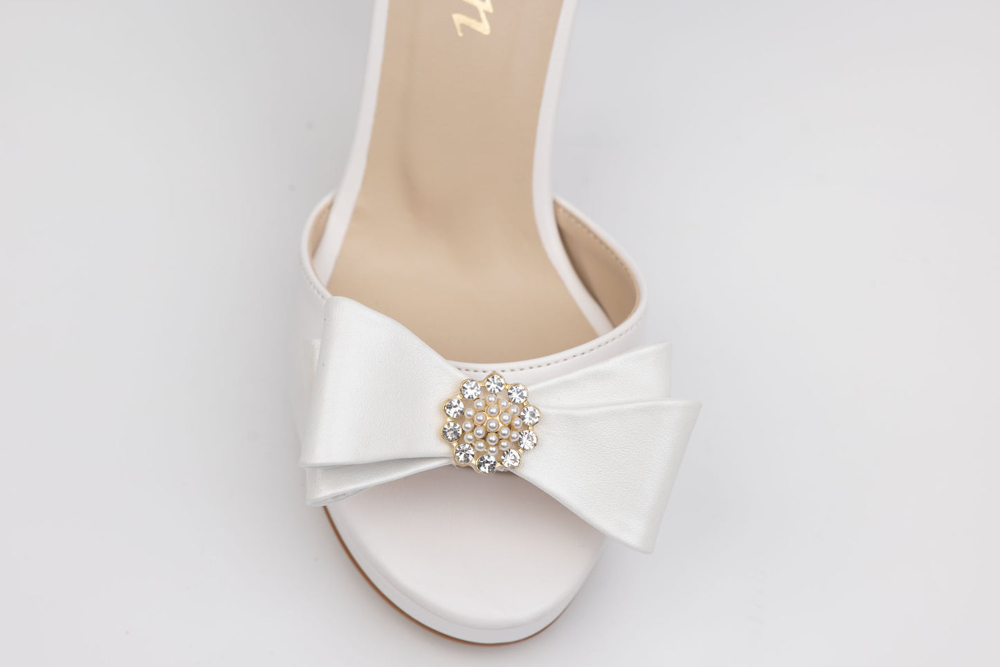 Bridal sandals eco-leather KARIN 6295 White accessory box F