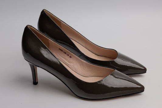 Elegant women's shoes made of genuine leather JOSE SIMON 9203 GREY LACQUER