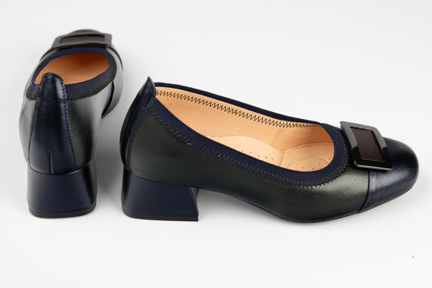 Pantofi dama piele naturala PULSO 1503 Blue-verde XXL
