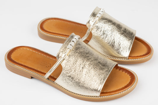 Women's genuine leather slippers DOGATI 613 Gold