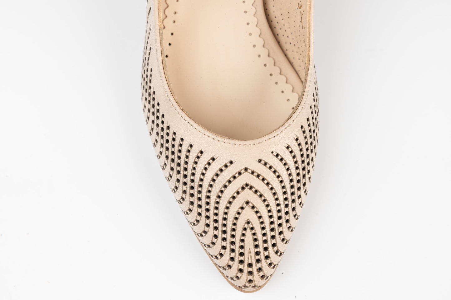 Pantofi dama decupați piele naturală PERLA 3733 Bej