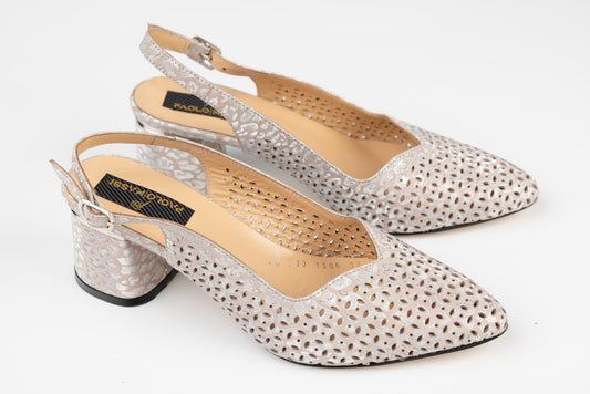 Women's shoes genuine leather LSD 1596 Silver pink perforated