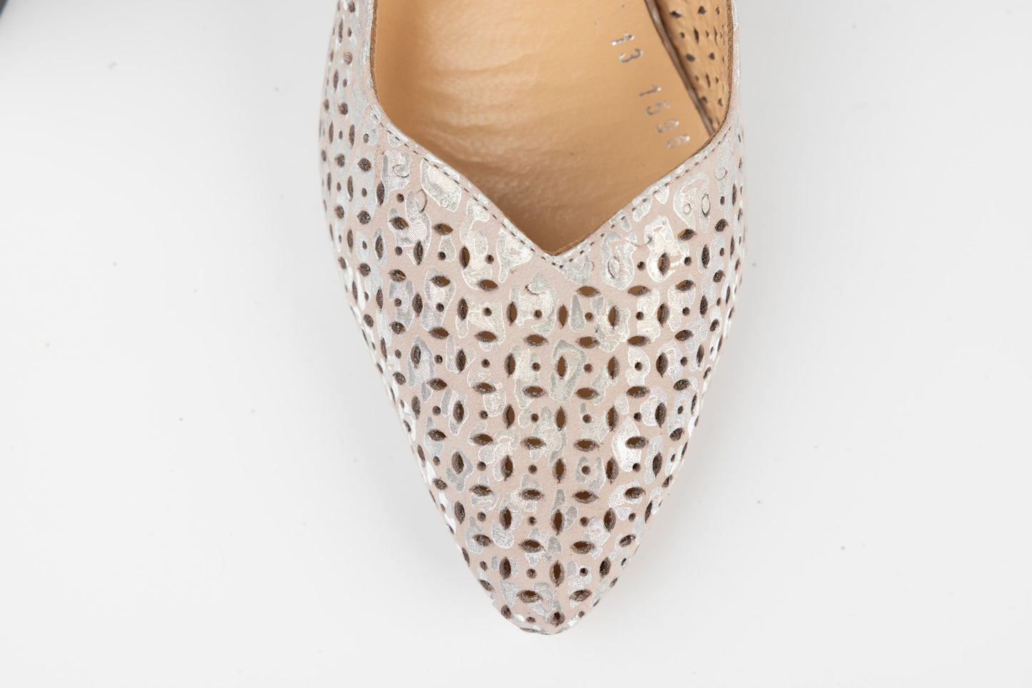 Women's shoes genuine leather LSD 1596 Silver pink perforated