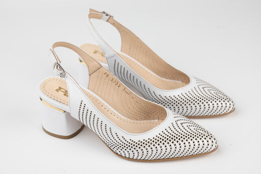 Women's cut-out genuine leather shoes PERLA 3733 White