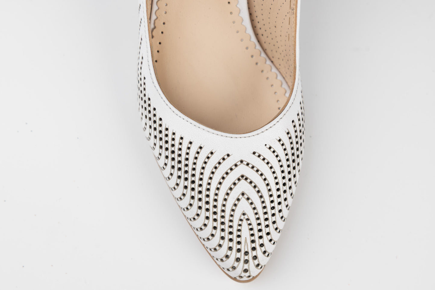 Women's cut-out genuine leather shoes PERLA 3733 White