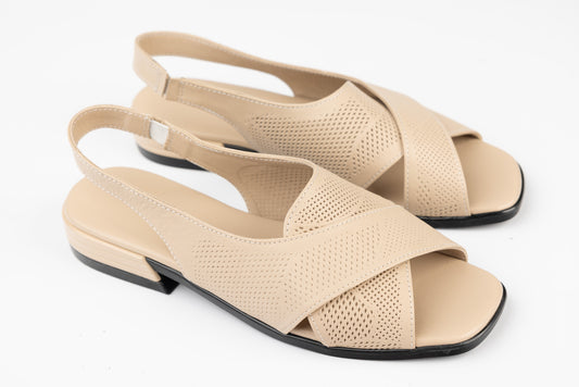 Women's genuine leather sandals LSD 1000 Beige