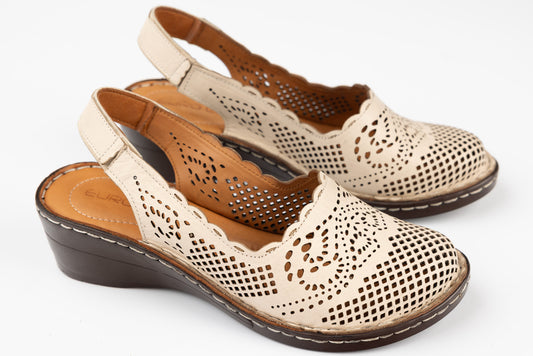 Women's genuine leather shoes 6155 Beige