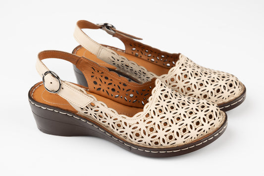 Women's genuine leather sandals LSD 6120 Beige