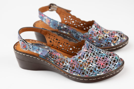 Women's genuine leather cut-out shoes LSD 6120 Blue