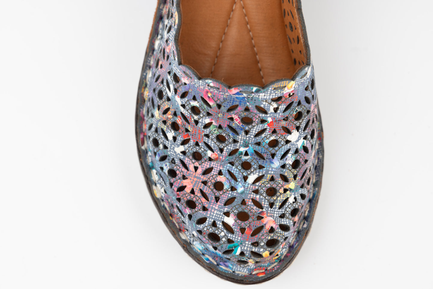 Women's genuine leather cut-out shoes LSD 6120 Blue