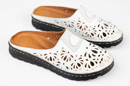 Women's genuine leather clogs LSD 0162 White