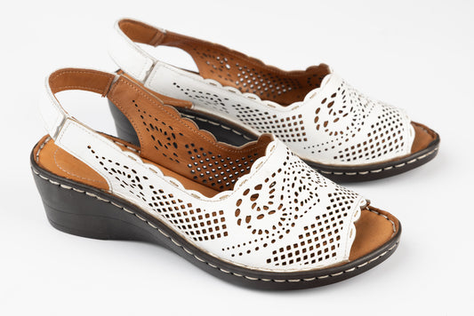 Women's genuine leather sandals LSD 6150 White