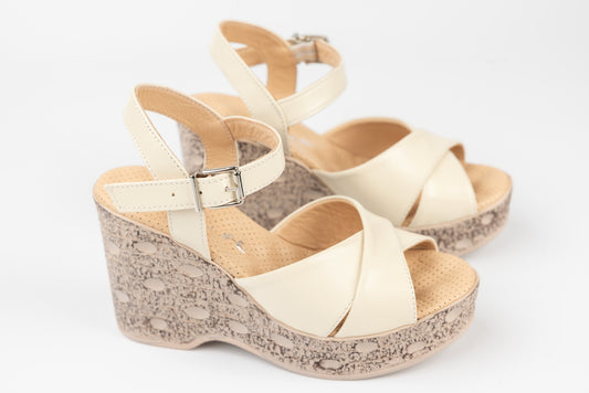 Women's genuine leather sandals LSD 310 Beige