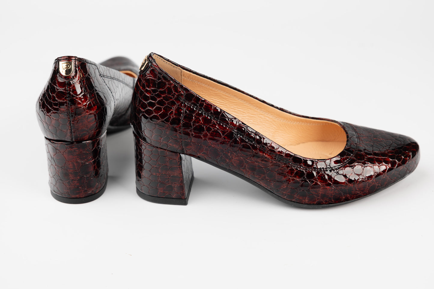 Pantofi dama piele naturală PULSO 1162 Bordo croco mic XXL