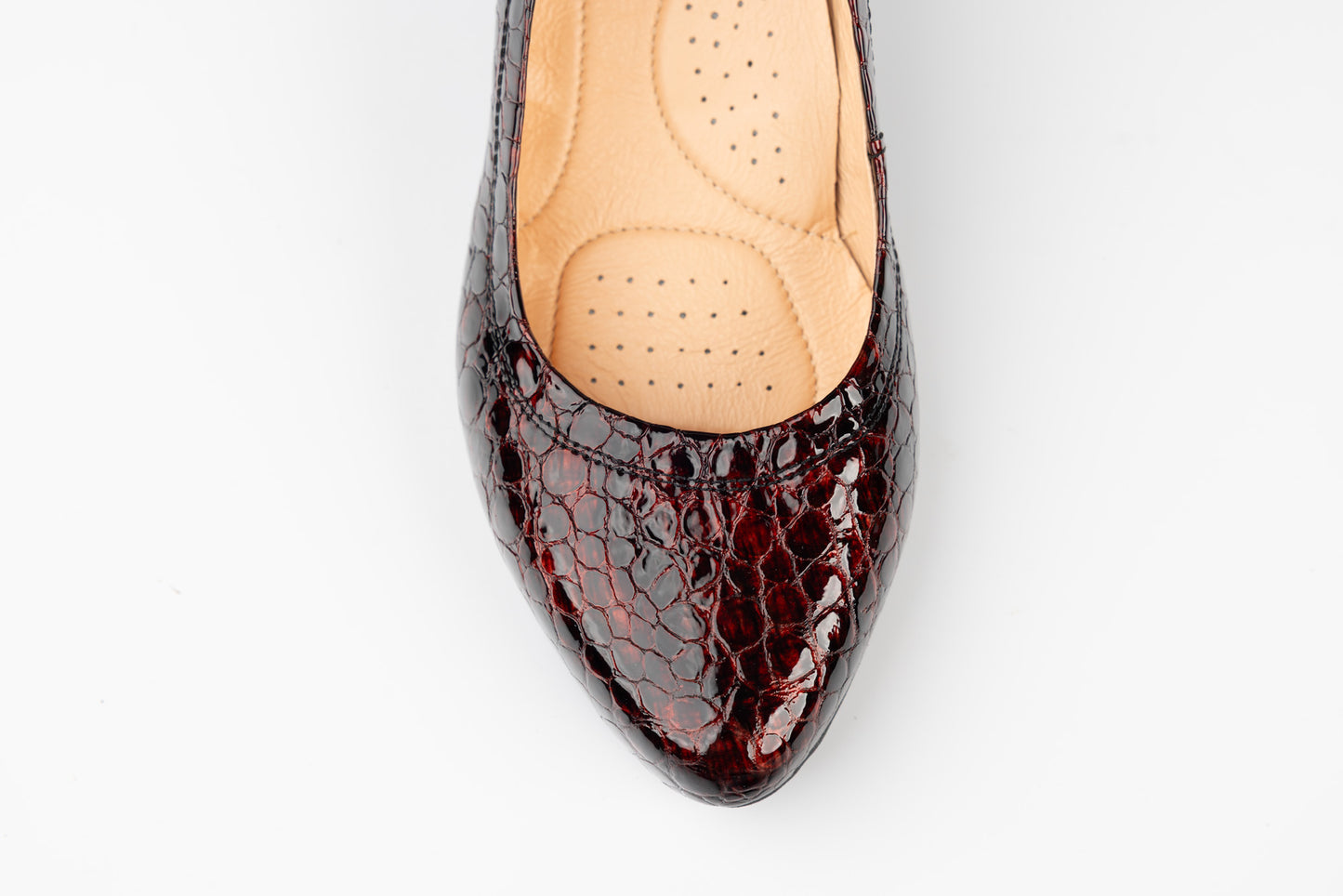Pantofi dama piele naturală PULSO 1162 Bordo croco mic XXL