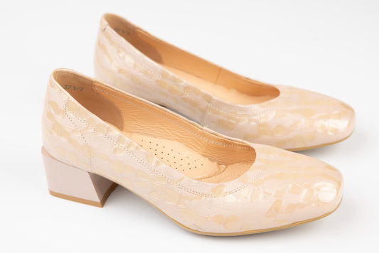 Women's genuine leather shoes PULSO 1017 Beige croco XXL