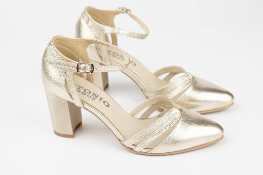 Women's cut-out shoes made of genuine leather ANTONIO 34216 Gold