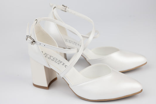 Women's cut-out shoes made of genuine leather ANTONIO 35216 White