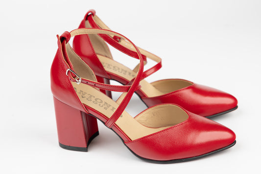 Women's cut-out shoes made of genuine leather ANTONIO 35216 Red