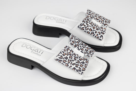 Women's genuine leather slippers DOGATI 19704 White