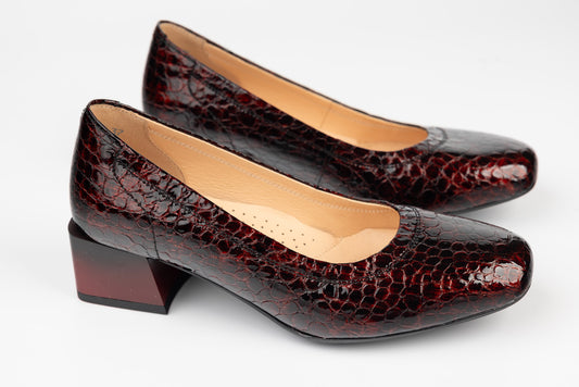 Women's genuine leather shoes PULSO 1017 Bordo croco XXL