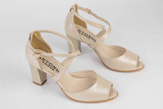 Bridal sandals natural leather ANTONIO 33336 BEIGE SIDEF