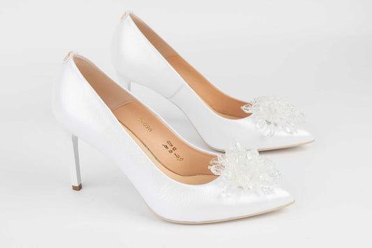 SALA 20096 White genuine leather bridal shoes accessory