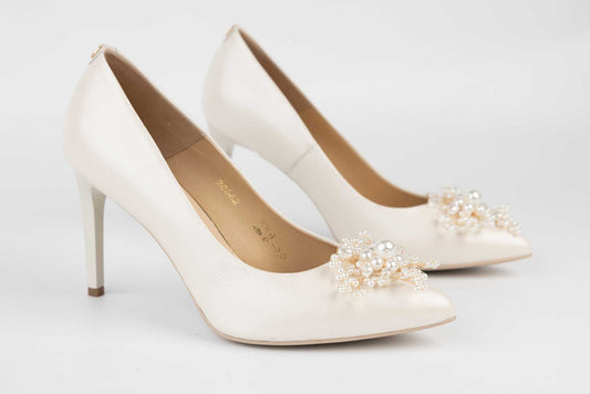 Women's genuine leather shoes SALA 20062 Pearl cream