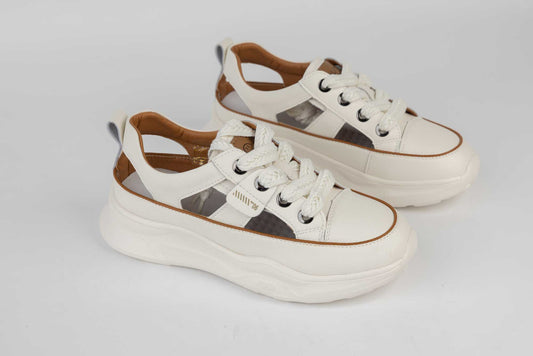 Women's genuine leather shoes FRANCO GERARDO 208 White perforated