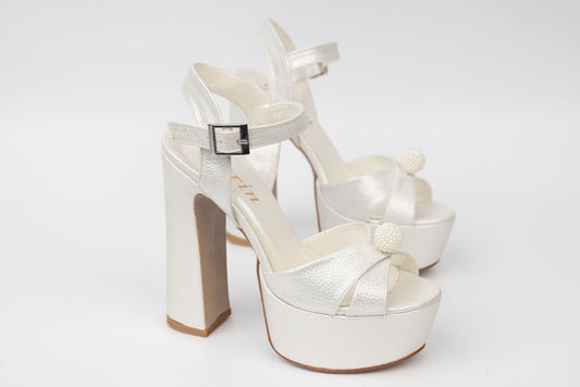 Karin 7171 white croco satin Perla bridal sandals