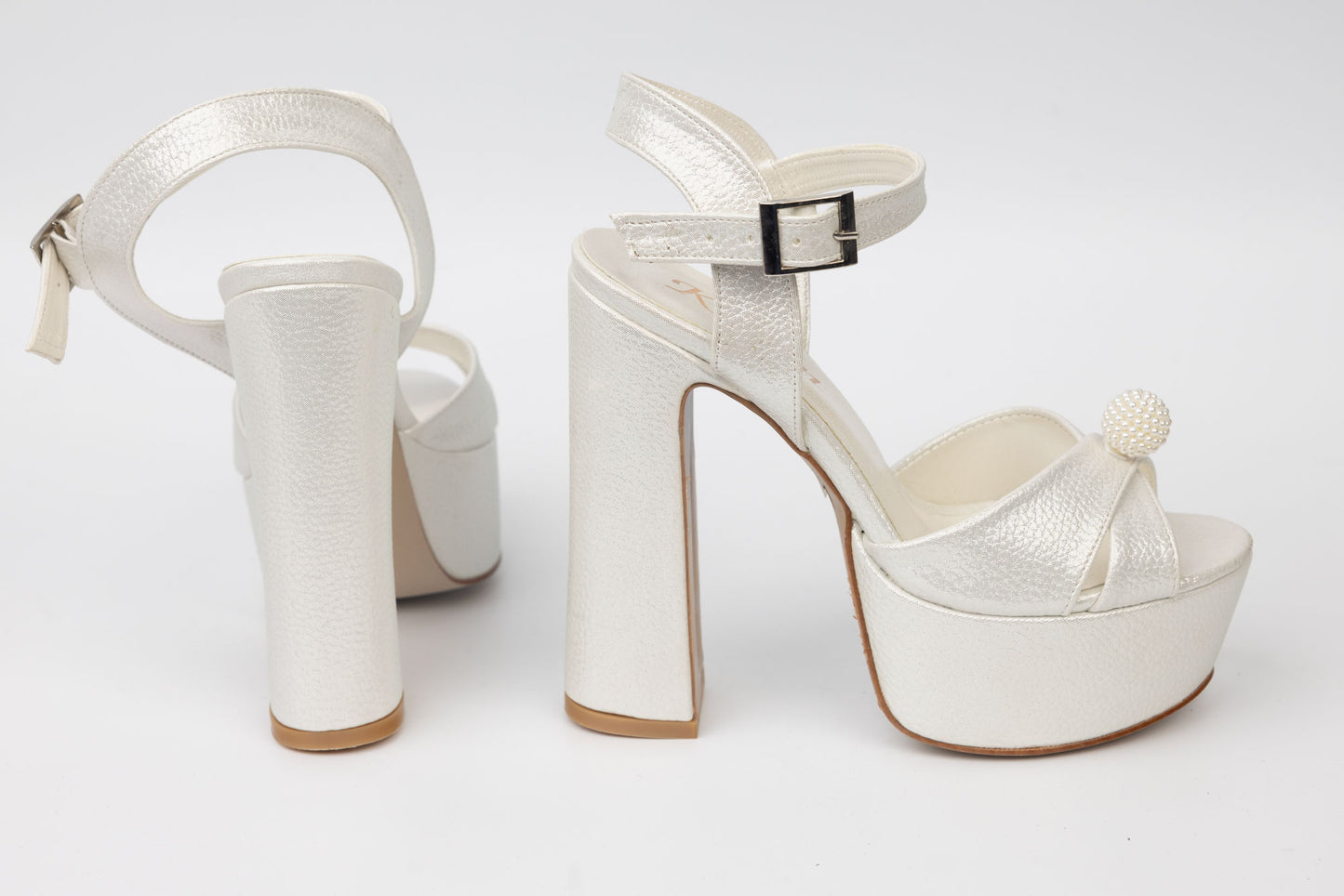 Sandale mireasa Karin 7171 alb croco saten Perla