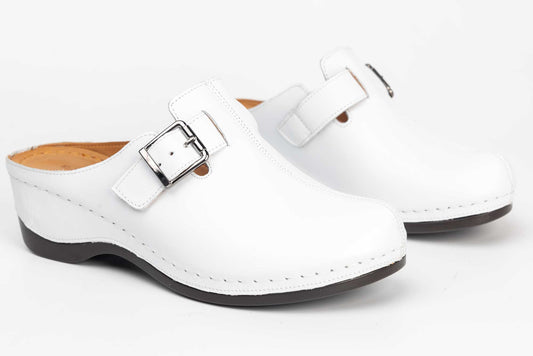 Women's genuine leather clogs LSD 522 white
