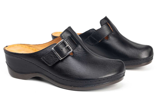 Women's genuine leather clogs LSD 522 black