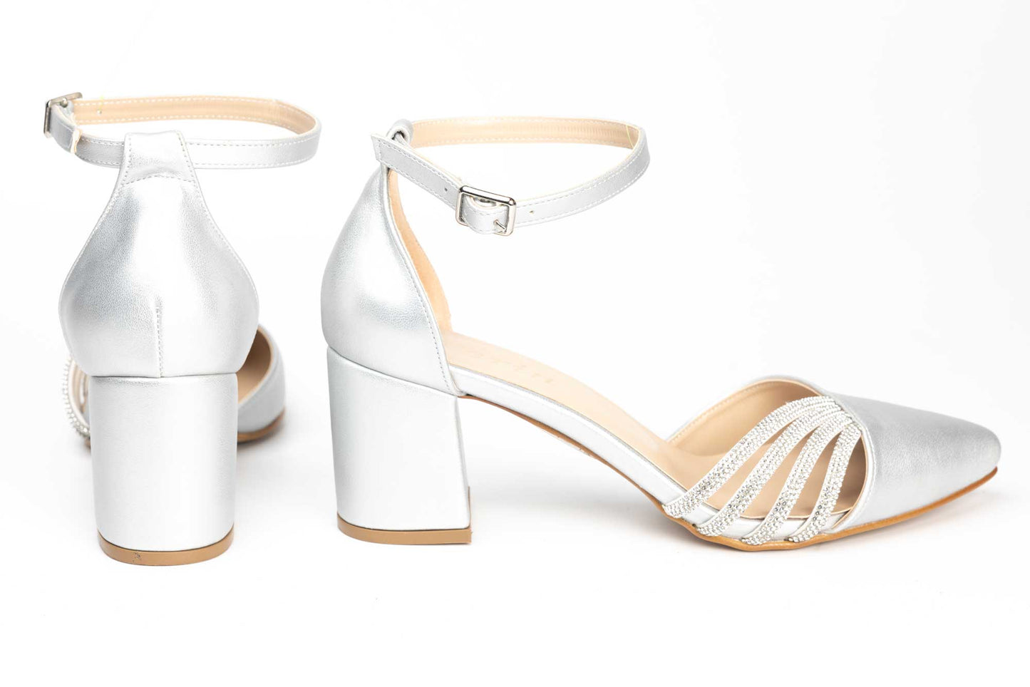 Pantofi dama decupati din piele eco KARIN 17 argintiu box