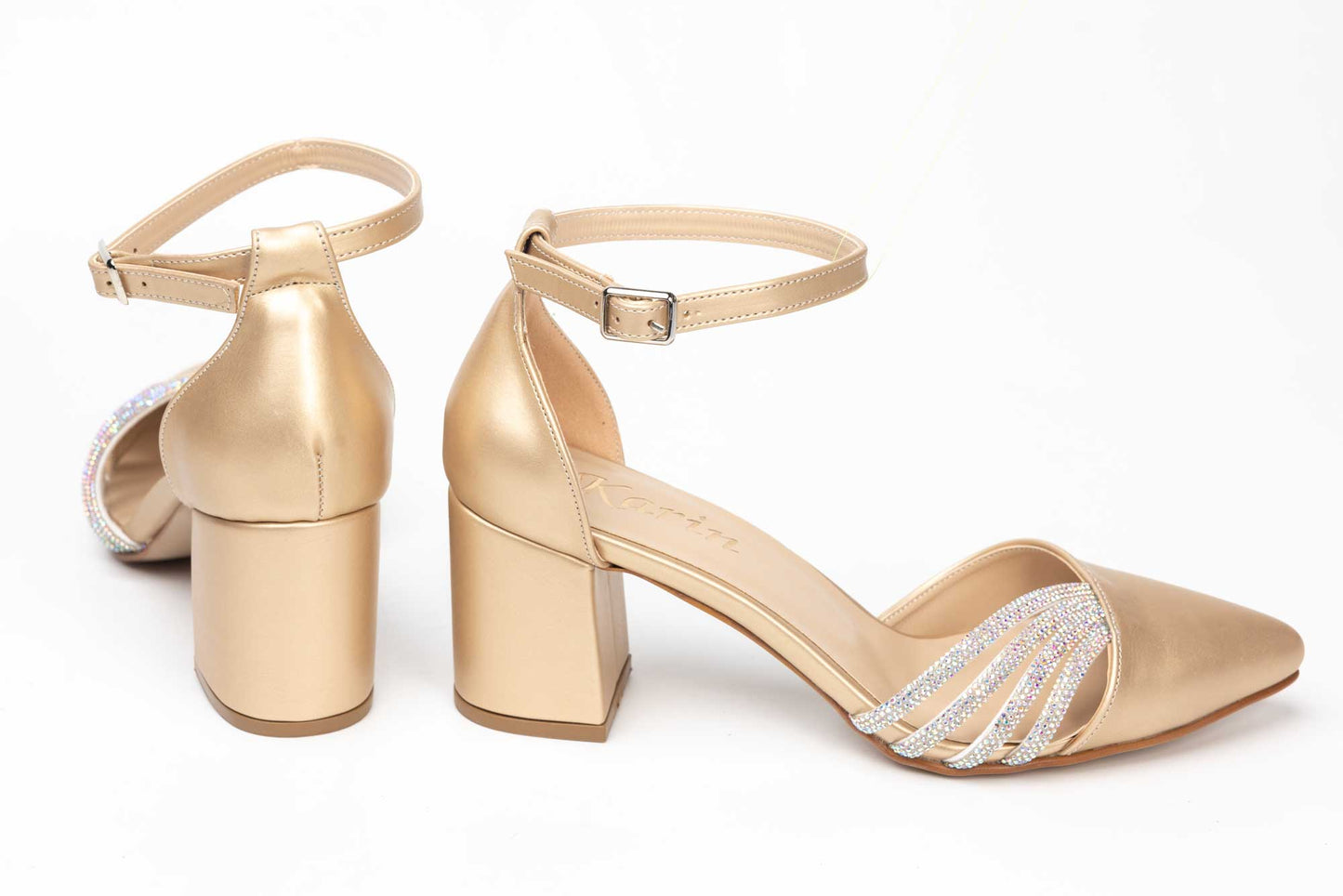 Pantofi dama decupati din piele eco KARIN 17 auriu box